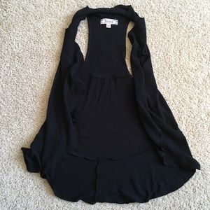 Sleeveless black cardigan